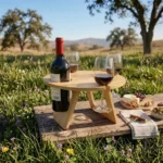 Mesa Plegable Redonda para Vino y Picnic