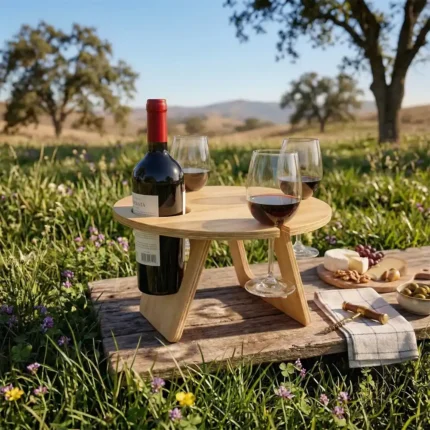 Mesa Plegable Redonda para Vino y Picnic