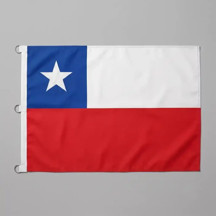Bandera Chilena de Tela 100x150 cm con Estrella Bordada - Imagen 2