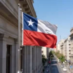 Bandera Chilena de Tela 100x150 cm con Estrella Bordada