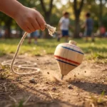Trompo Chileno Tradicional de Madera - Diseño Tricolor