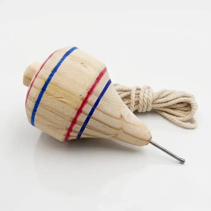 Trompo Chileno Tradicional de Madera - Diseño Tricolor - Imagen 4