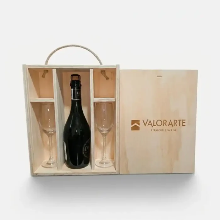 Caja de Madera para 1 Botella y 2 Copas - Imagen 3